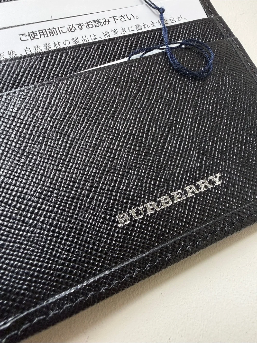 Burberry Black Textured Leather Bi-Fold Card Holder wallet men